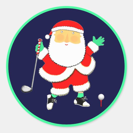 Sticker Rond Noël vacances de golf (Devant)
