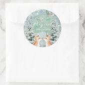 Sticker Rond noël vacances hiver neige renards bois (Sac)