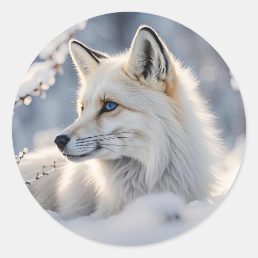 Sticker Rond Noël Vacances Neige Fox Faune (Devant)