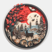 Sticker Rond Noël Vacances Rustique (Devant)