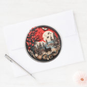 Sticker Rond Noël Vacances Rustique (Enveloppe)