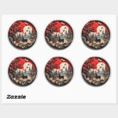 Sticker Rond Noël Vacances Rustique (Feuille)