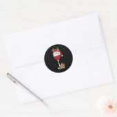 Sticker Rond Noël Verre rouge Vin Santa Hat Reindeer Fun Xm (Enveloppe)