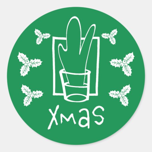 Sticker Rond Noël vert Christmas (Devant)