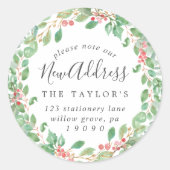 Sticker Rond Noël Vert Nouvelle Adresse Enveloppe Phoques (Devant)