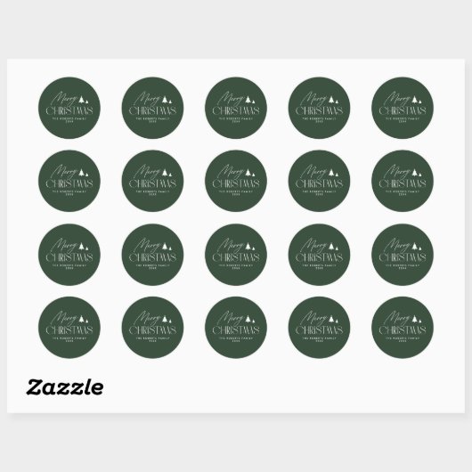 Sticker Rond Noël vert simple et élégant (Feuille)