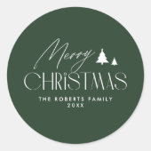 Sticker Rond Noël vert simple et élégant (Devant)