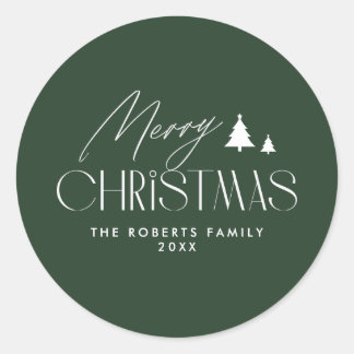 Sticker Rond Noël vert simple et élégant