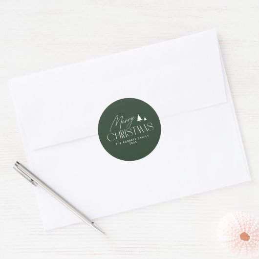 Sticker Rond Noël vert simple et élégant (Enveloppe)