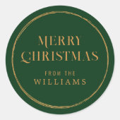 Sticker Rond Noël vert simple et or (Devant)