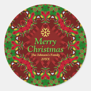 Sticker Rond Noël Vibe Famille Wreath