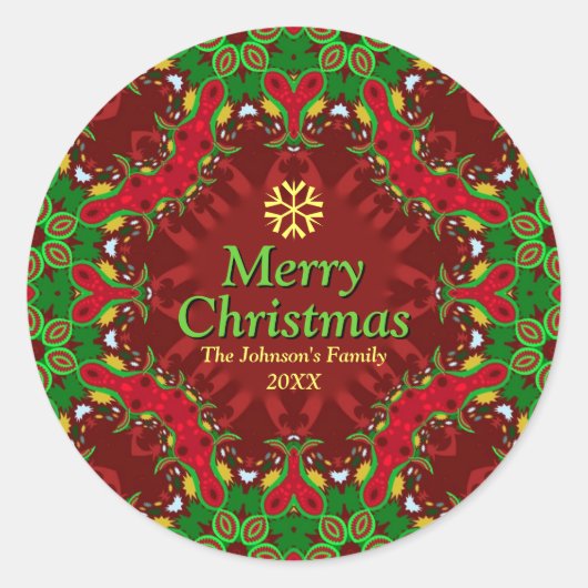 Sticker Rond Noël Vibe Famille Wreath (Devant)