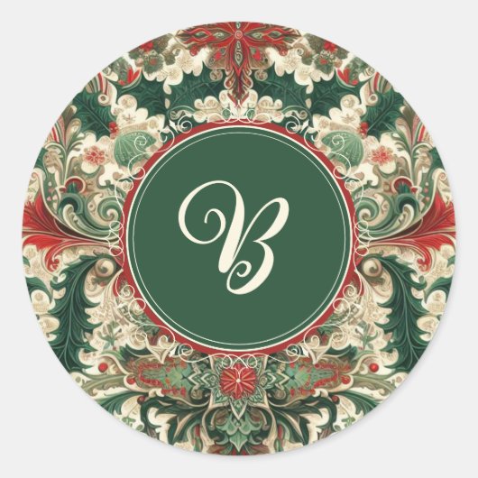 Sticker Rond Noël Victorien/Classique/Vintage (Devant)