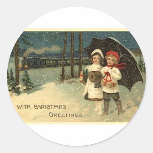 Sticker Rond Noël vintage (Devant)