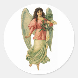 Sticker Rond Noël vintage, ange victorien antique