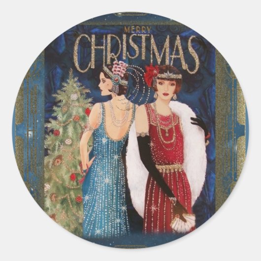 Sticker Rond Noël Vintage Art déco (Devant)