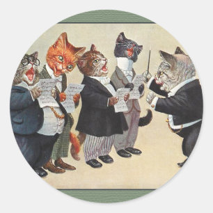 Sticker Rond Noël vintage Autocollant-Arthur Thiele de chat