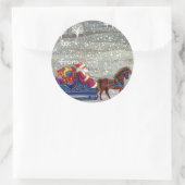 Sticker Rond Noël Vintage, Cheval du Père Noël (Sac)