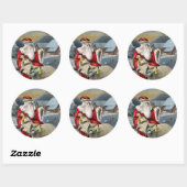 Sticker Rond Noël vintage festif Père Noël (Feuille)