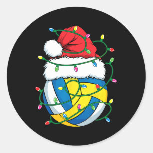 Sticker Rond Noël Volley-ball Santa Hat Garçons Filles Noël Lig