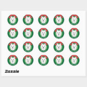 Sticker Rond Noël Westie (Feuille)
