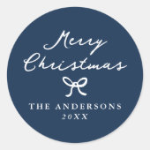 Sticker Rond Noël Whimsical Main-Draw Navy (Devant)