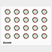 Sticker Rond Noël Wreath Botaniques Foliage Holiday CUSTOM (Feuille)