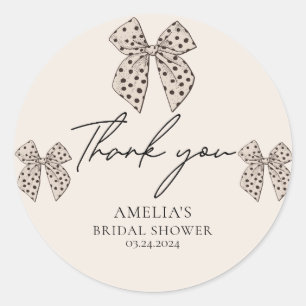 Sticker Rond Noeud beige Elle se marie Shower de mariage 