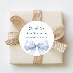 Sticker Rond Nœud bleu clair d'anniversaire