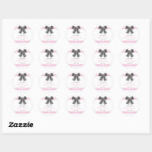 Sticker Rond Nœud Coquette Noir Lavis Rose Mariage  (Feuille)