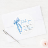 Sticker Rond Nœud élégant bleu poussiéreux Merci Cadeau de douc (Enveloppe)