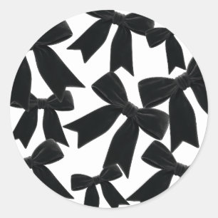 Sticker Rond Nœud en velours noir Élégante et chic Fête d'anniv