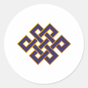 Sticker Rond Noeud éternel de bouddhisme bleu de karma de