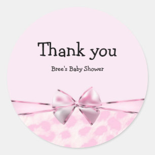 Sticker Rond Nœud Imprimé Rose & Léopard Chic Glam Imprimé Anim