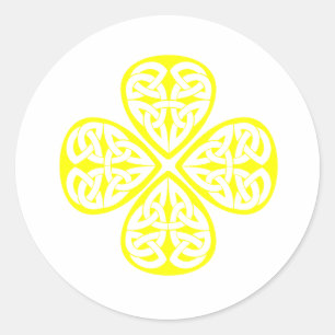 Sticker Rond noeud jaune de celtic de shamrock