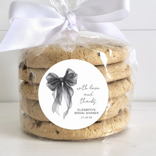 Sticker Rond Noeud Papillon Coquette Noir Remerciement de Maria