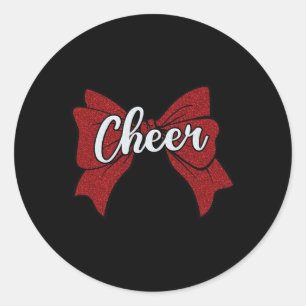 Sticker Rond Nœud papillon de pom-pom girl Coquette Rouge Drôle