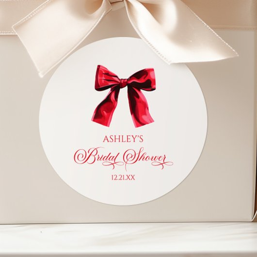 Sticker Rond Noeud Papillon Élégant Rouge Coquette pour Enterre