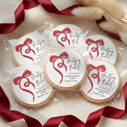 Sticker Rond Noeud Papillon Rouge Coquette Noces de Futaille