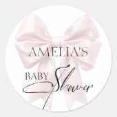 Sticker Rond Nœud Rose Délicat Élégant (Devant)