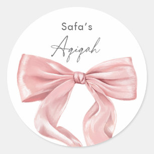 Sticker Rond Nœud rose élégant Aqiqah