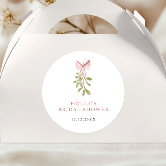 Sticker Rond Nœud Rose Poussiéreux de Gui Réception de Mariage