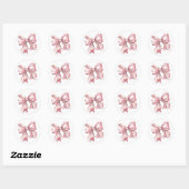 Sticker Rond Nœud Rose Simple Mariage ou Baby Shower (Feuille)
