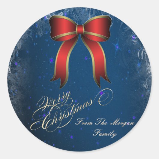 Sticker Rond Nœud rouge de Noël élégant (Devant)