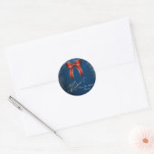 Sticker Rond Nœud rouge de Noël élégant (Enveloppe)