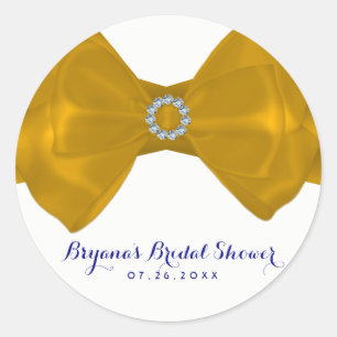 Sticker Rond Nœud Ruban Jaune & Diamants Élégant pour Enterreme