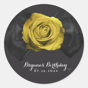 Sticker Rond Nœud ruban noir et rose jaune TOUTE COULEUR Élégan