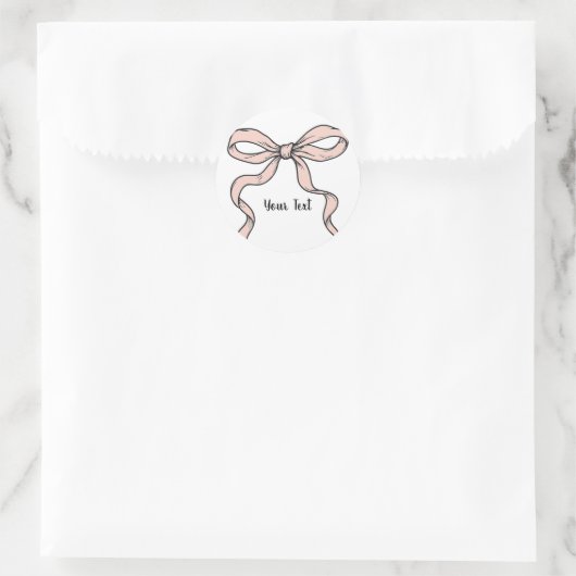 Sticker Rond Nœuds de ruban rose tendance mignons contourné en (Sac)