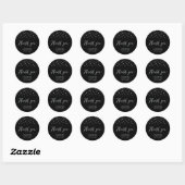 Sticker Rond Noir & Argent Moderne Anniversaire Favoriser Merci (Feuille)
