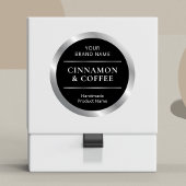 Sticker Rond Noir & Argent Nom de l'odeur du produit artisanal